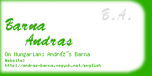 barna andras business card